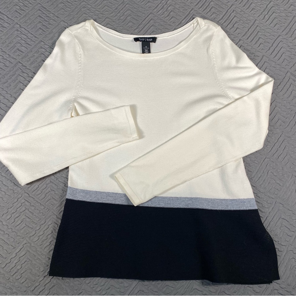 White House Black Market Color Block Sweater Size M *small flaw, see pics